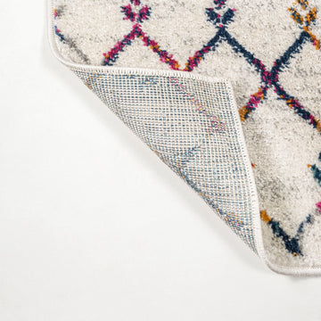 Moroccan Hype Boho Vintage Diamond Area Rug Cream/Multi